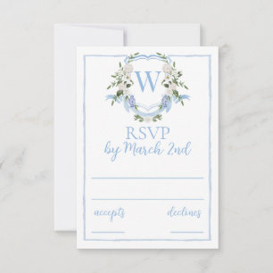 Watercolor Ginger Jar Monogram Crest, Chinoiserie RSVP Card