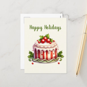 watercolor gingerbread cake add text holiday postcard