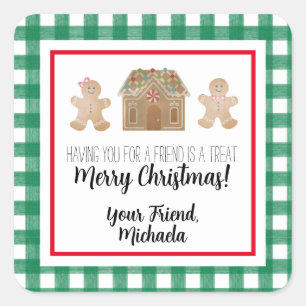 Watercolor Gingerbread Child Gift Tag Sticker