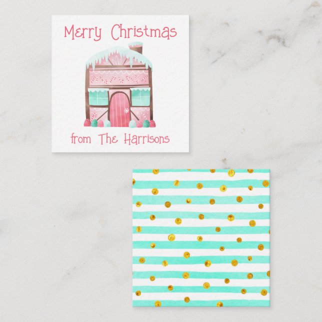 Watercolor Gingerbread Christmas Gift Enclosures Card (Front/Back)