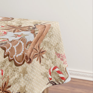 Watercolor Gingerbread Cookies Christmas Tablecloth