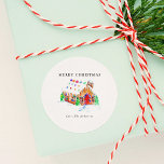 Watercolor Gingerbread House Merry Christmas Cute Classic Round Sticker<br><div class="desc">Personalized Christmas sticker or envelope seal with watercolor gingerbread house. Designed and illustrated by Kristine Lee Designs www.kristineleedesigns.com</div>
