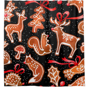Watercolor gingerbread seamless pattern