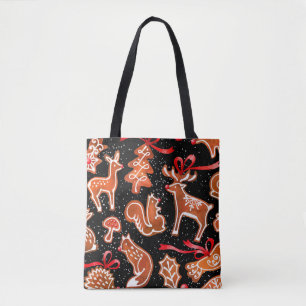 Watercolor gingerbread seamless pattern tote bag