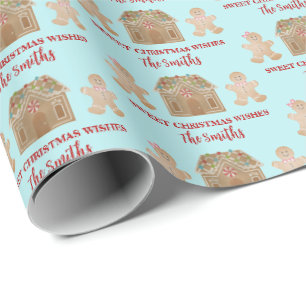 Watercolor Gingerbread Sweet Christmas Wishes Wrap Wrapping Paper