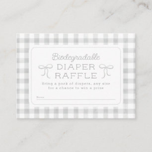 Watercolor Gingham Grey Diaper Raffle Enclosure Card