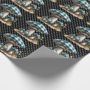 Watercolor Gingham Mushroom Garden  Wrapping Paper