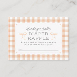Watercolor Gingham Peach Diaper Raffle Enclosure Card