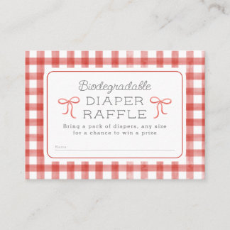 Watercolor Gingham Red Diaper Raffle Enclosure Card