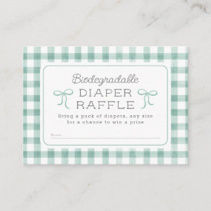 Watercolor Gingham Sage Green Diaper Raffle Enclosure Card
