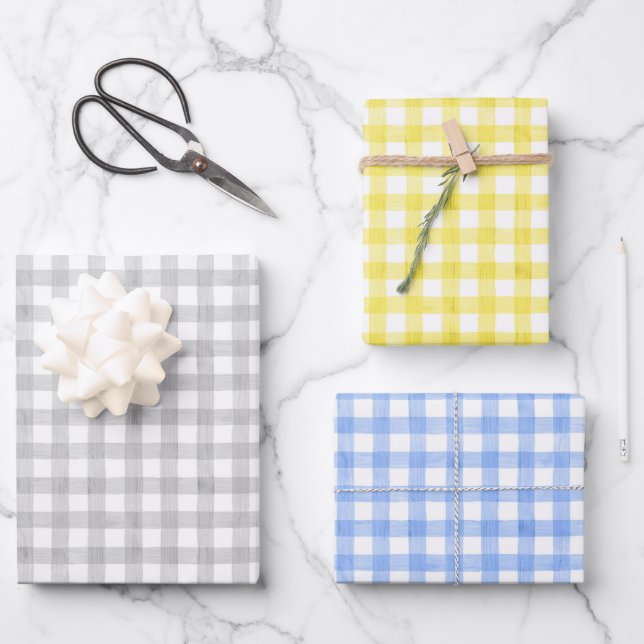 Watercolor Gingham Wrapping Paper (Front)
