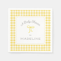 Watercolor Gingham Yellow Baby Shower