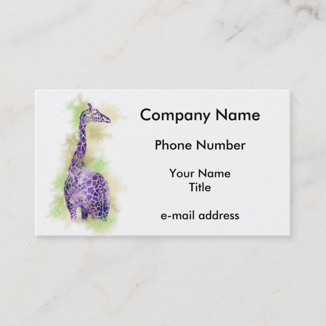 Watercolor Giraffe 1 Business Card (Front)