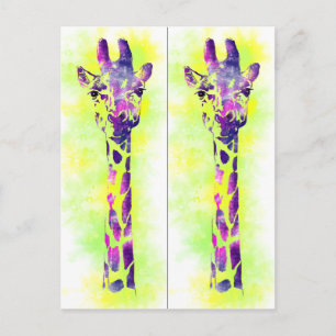 Watercolor Giraffe 2 book mark Postcard