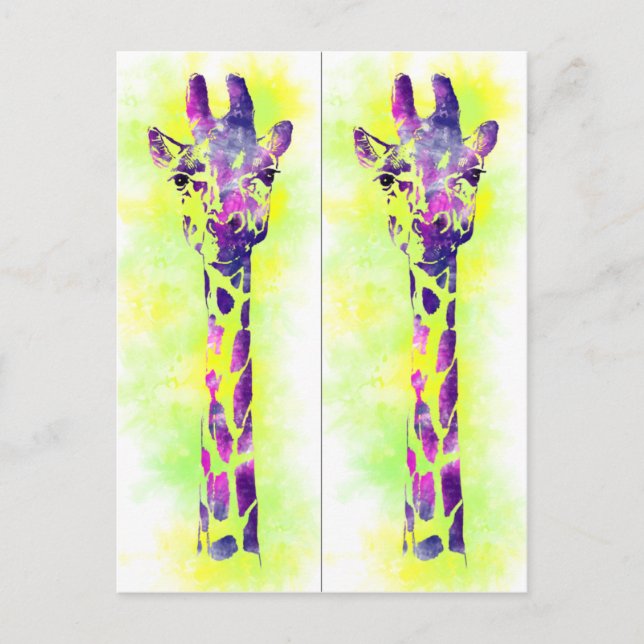 Watercolor Giraffe 2 book mark Postcard (Front)