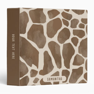 Watercolor Giraffe Animal Print Pattern Binder