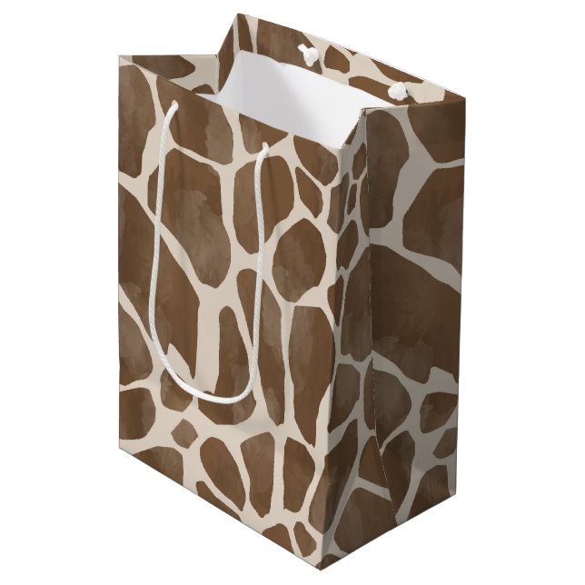 Watercolor Giraffe Animal Print Pattern Medium Gift Bag (Front Angled)