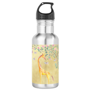 Watercolor Giraffe Butterflies and Blossom 532 Ml Water Bottle