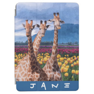 Watercolor Giraffe Day's Out - Custom Name iPad Air Cover