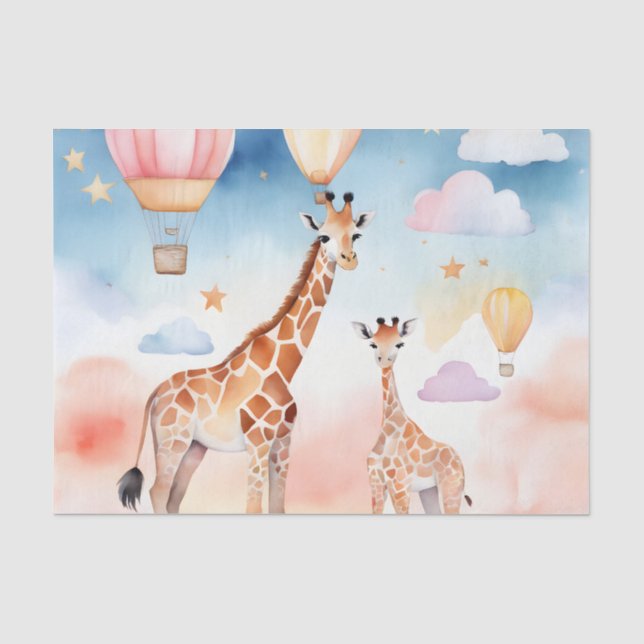 Watercolor giraffe for nursery sunset tissue paper (Front)