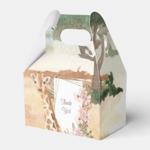 Watercolor Giraffe in African Savannah Thank You Favor Box