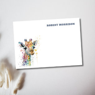 Watercolor Giraffe Minimalist Personalized Post-it Notes
