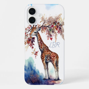 Watercolor Giraffe Monogram Phone Case