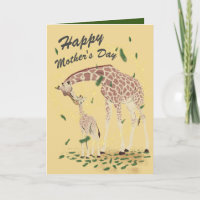 Watercolor Giraffe Mother and Child Mother's Day