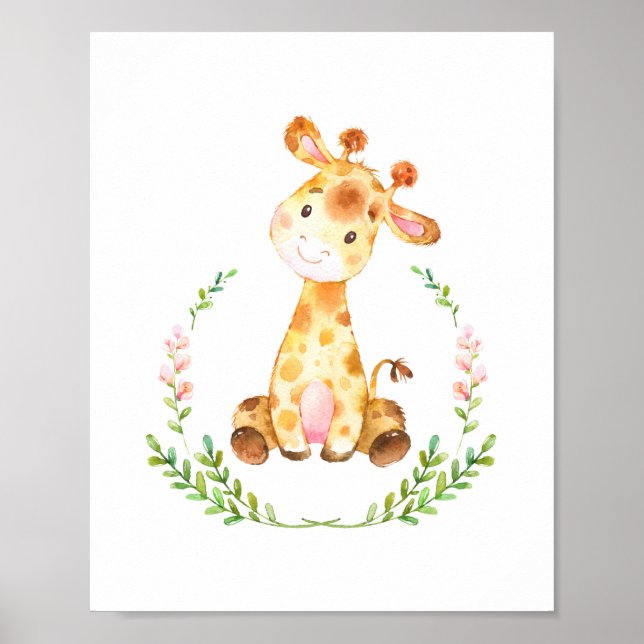 Watercolor Giraffe Nursery Art Print (Front)