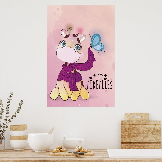 Watercolor Giraffe Poster (Kitchen)