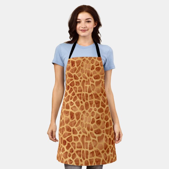 Watercolor Giraffe Print Apron (Worn)