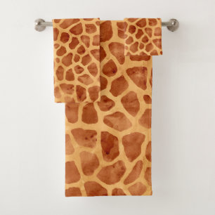 Watercolor Giraffe Print Bath Towel Set