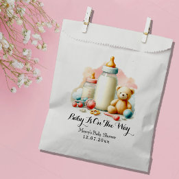 Watercolor girl baby shower favour bag