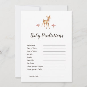 Watercolor Girl Deer White Baby Shower Predictions