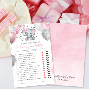 Watercolor Girl Elephant Guess Who Shower Game