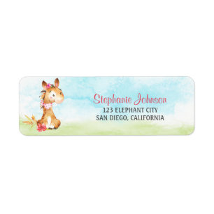 Watercolor Girl Horse Baby shower ferme