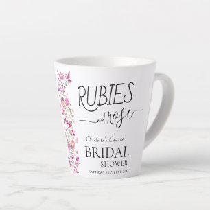 Watercolor Girly Script Ruby Rose Bridal Shower Latte Mug