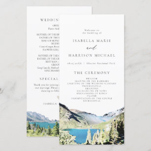 Watercolor Glacier National Park Wedding Program