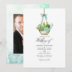 Watercolor Glass Terrarium Succulents Wedding Invi Invitation