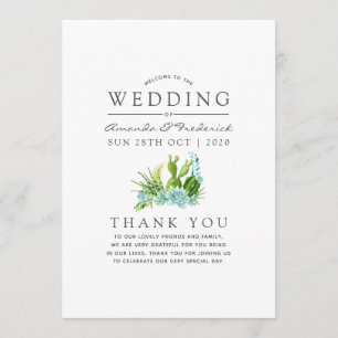 Watercolor Glass Terrarium Succulents Wedding Program
