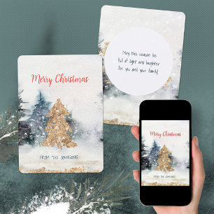 Watercolor Glitter Christmas Tree Holiday Card