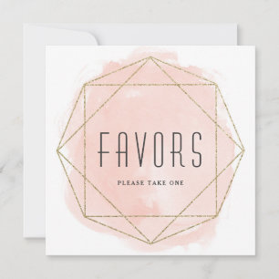 Watercolor Glitter Favours Table Sign  Invitation