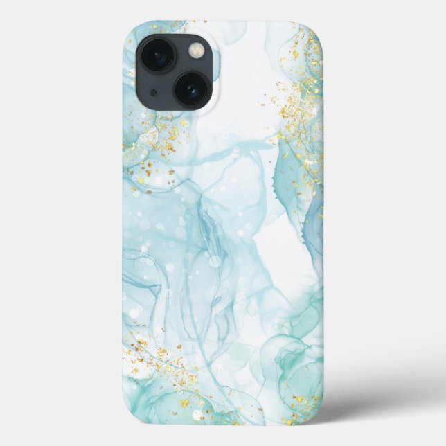 Watercolor Glitter Teal Blue iPhone / iPad case (Back)