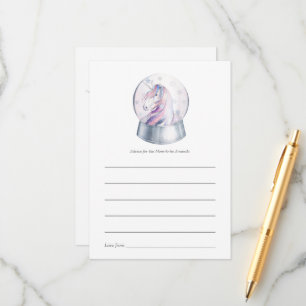 Watercolor Glitter Unicorn Christmas Baby Shower Advice Card