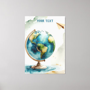 Watercolor Globe Art - Wherever You Go Canvas Print