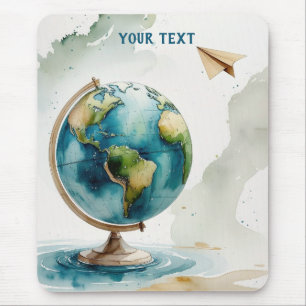 Watercolor Globe Art - Wherever You Go Mouse Pad