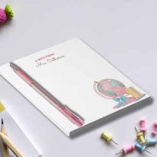 Watercolor Globe Note from Teacher Notepad