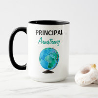 Watercolor Globe Personalized School Principal
