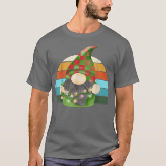 Watercolor Gnome Santa Christmas Tree Lights Xmas T-Shirt