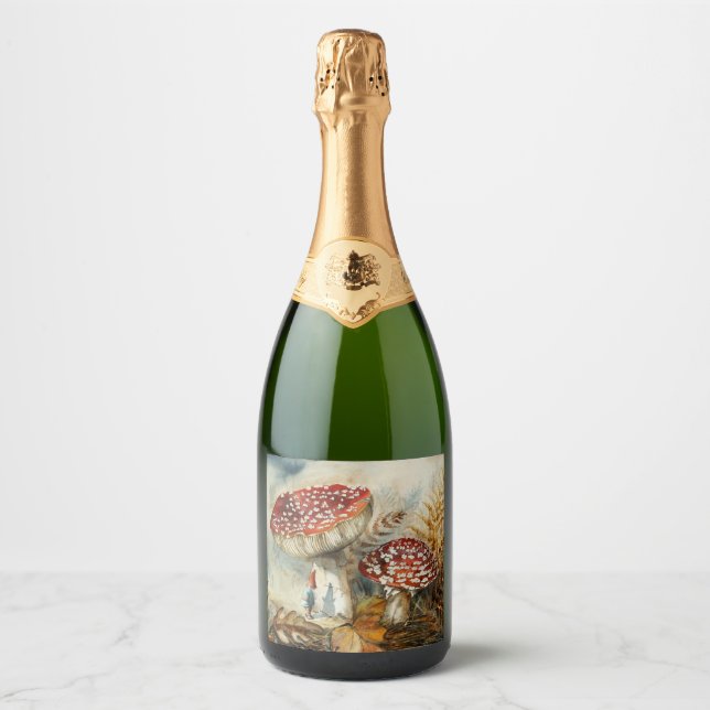 watercolor gnome sparkling wine label (Front)